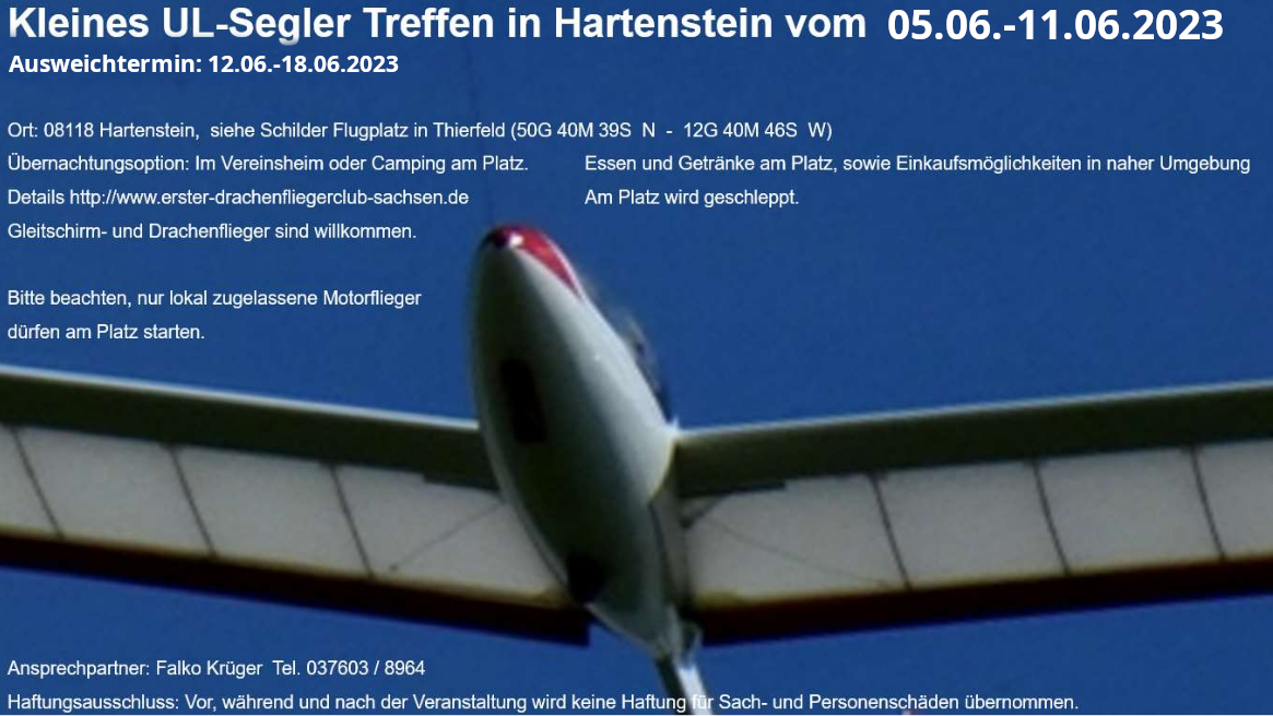 Flyer Hartenstein UL Segler Treffen 2023