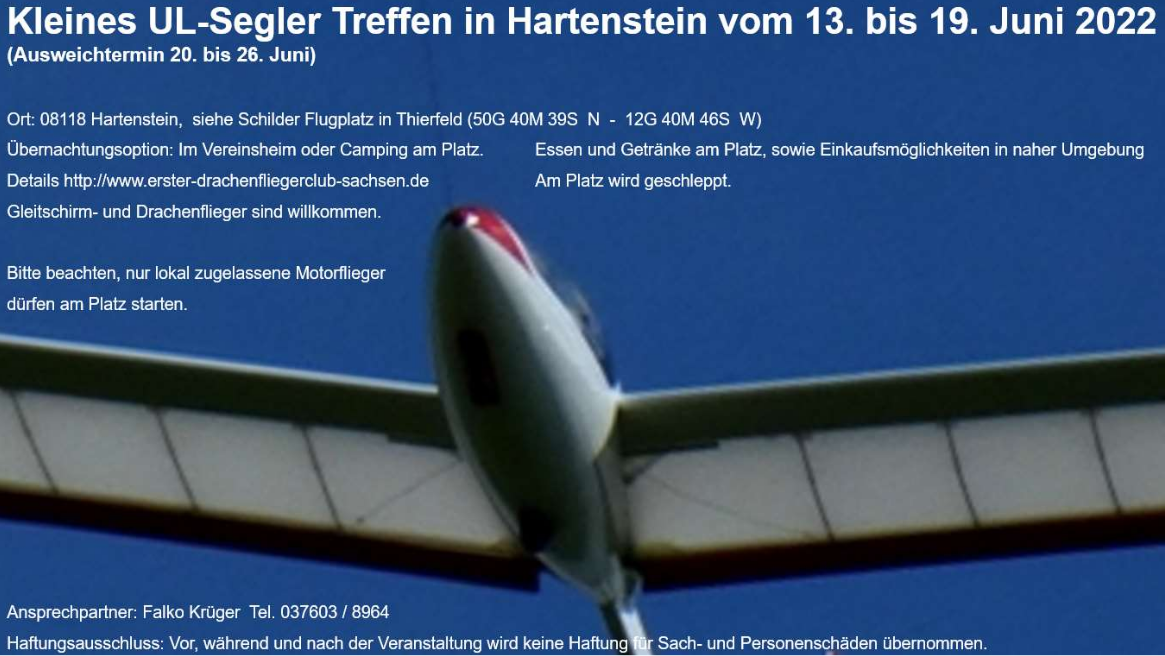 Flyer Hartenstein UL Segler Treffen Juni 2022