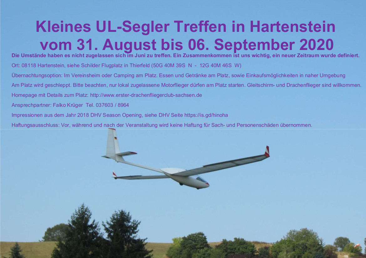 Flyer Hartenstein UL Segler Treffen a Sept 2020